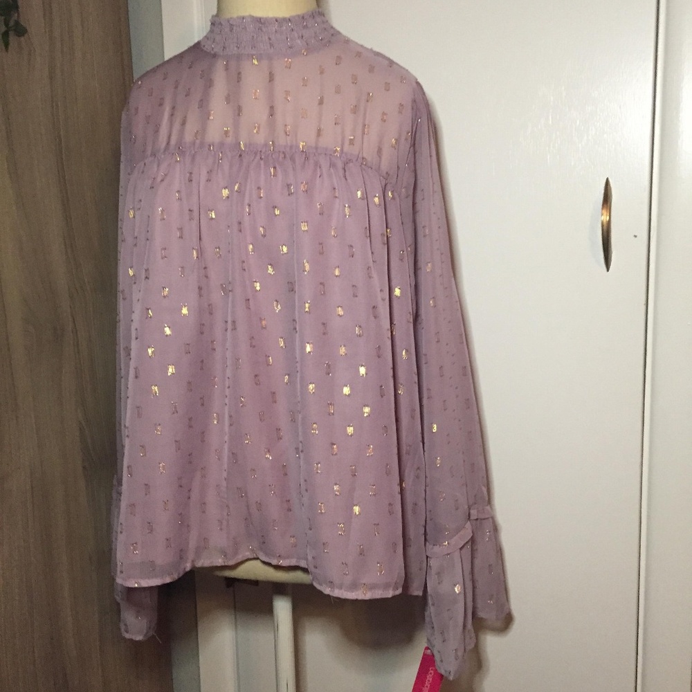 Sheer Purple Top with Bell Sleeves